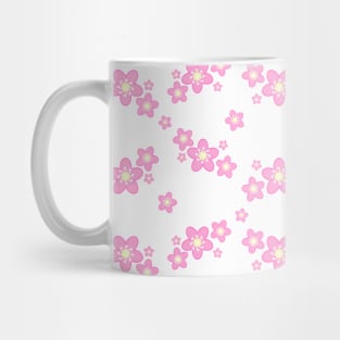 Cherry Blossom Sakura Flower Clusters Pattern in White Background Mug